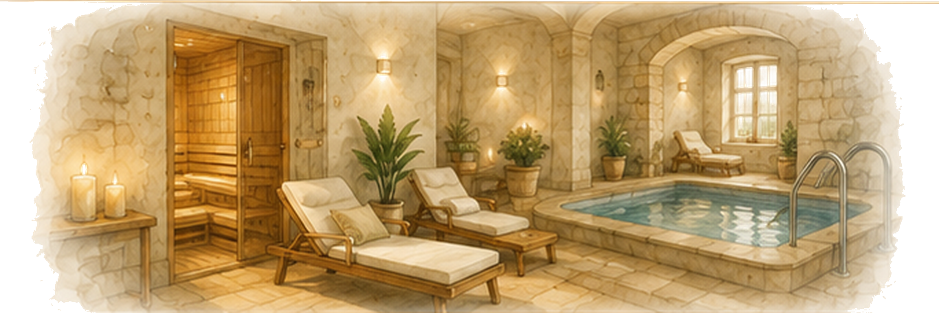 Visualisation of the planned peaceful wellness area in a historic style