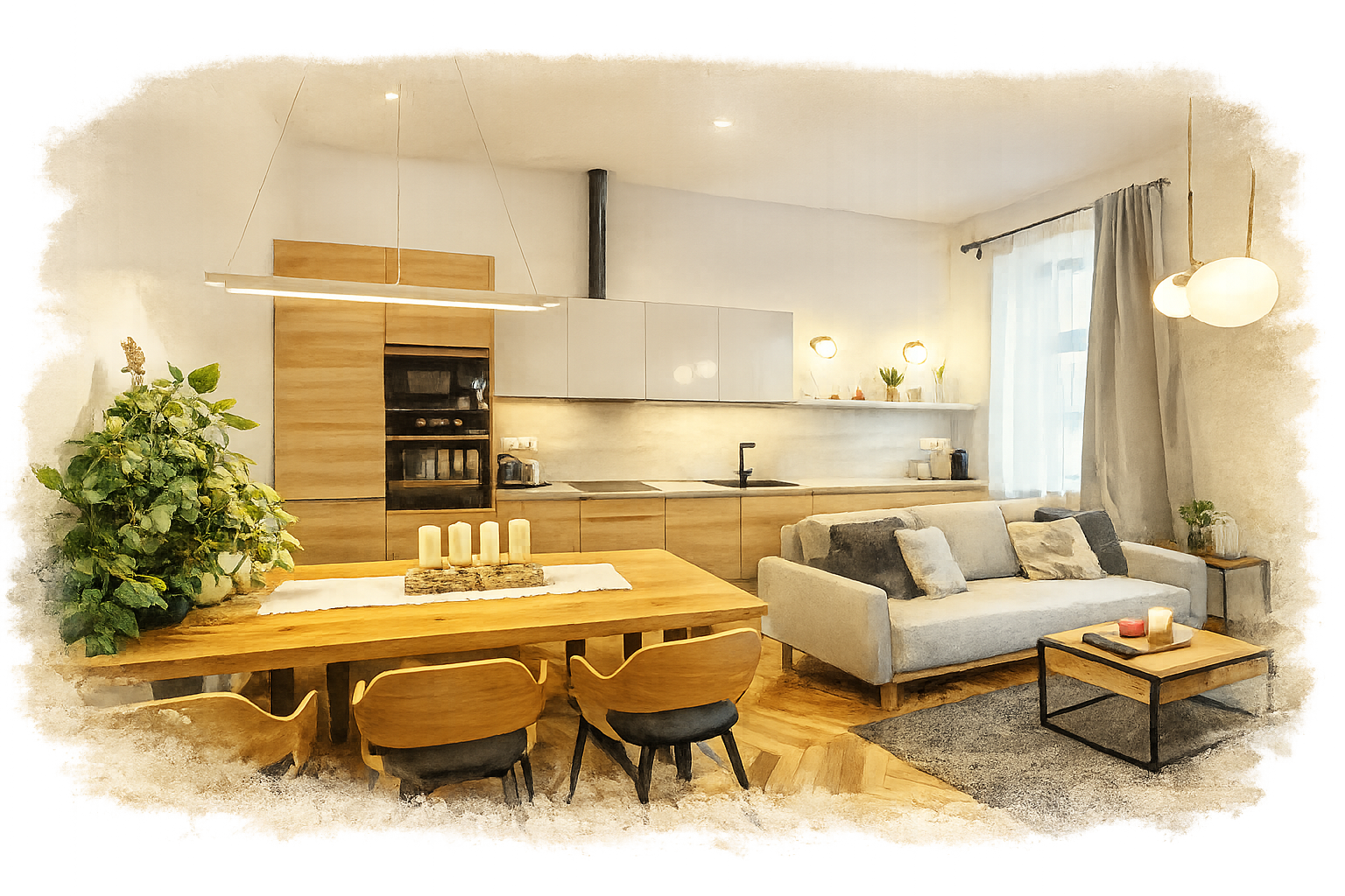 A spacious apartment suitable for guests staying with a dog